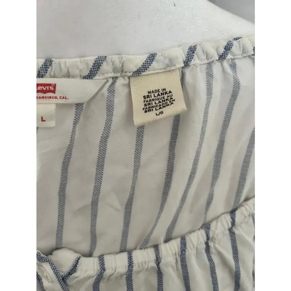 Women's Levi's Off-Shoulder Blue Striped Blouse Size L - Picture 7 of 8